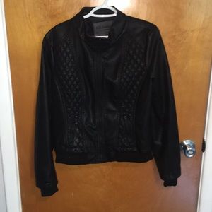 Faux leather jacket.